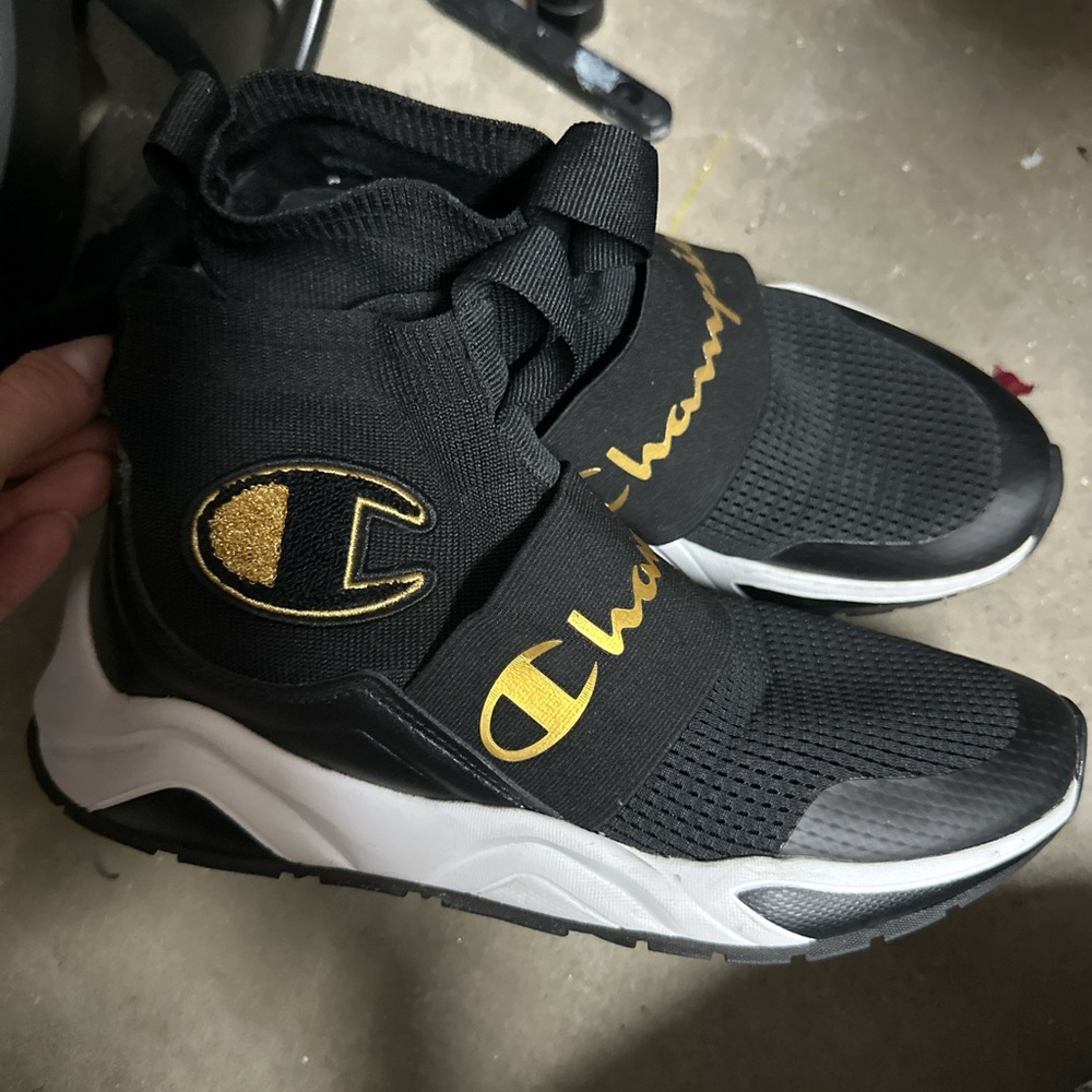 Champion Black and Gold High-Top Sneakers
